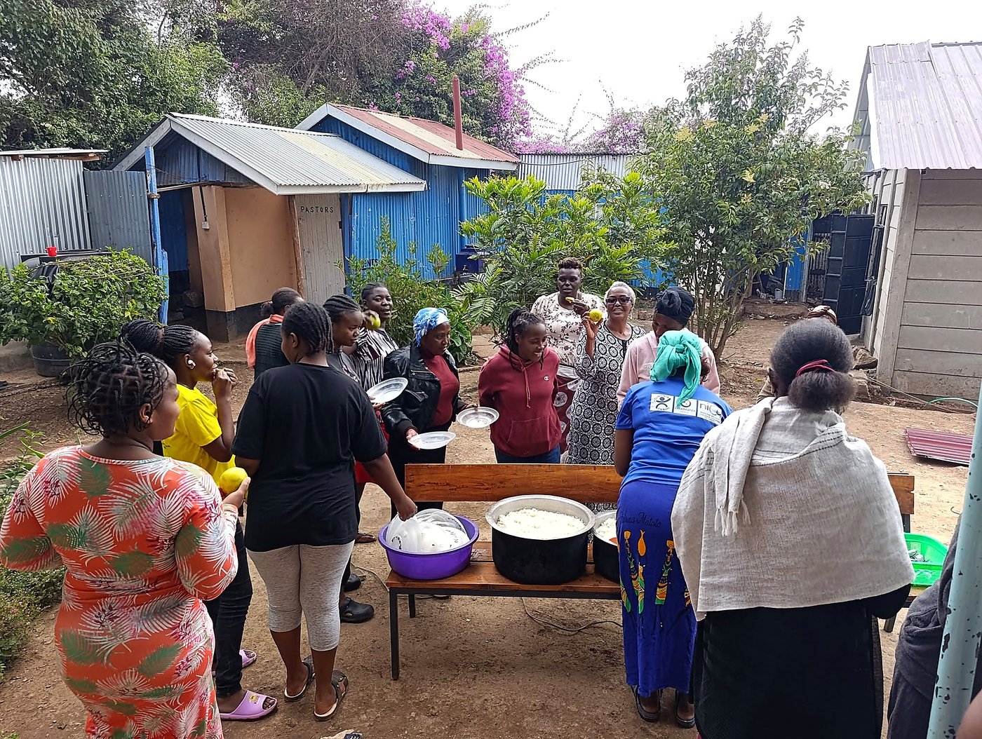 Preparing food outdoors for the community